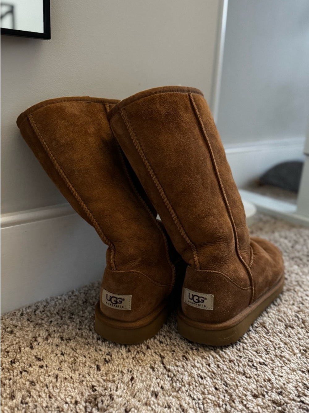 UGG Chestnut Mid-Calf Suede Sheepskin Boots